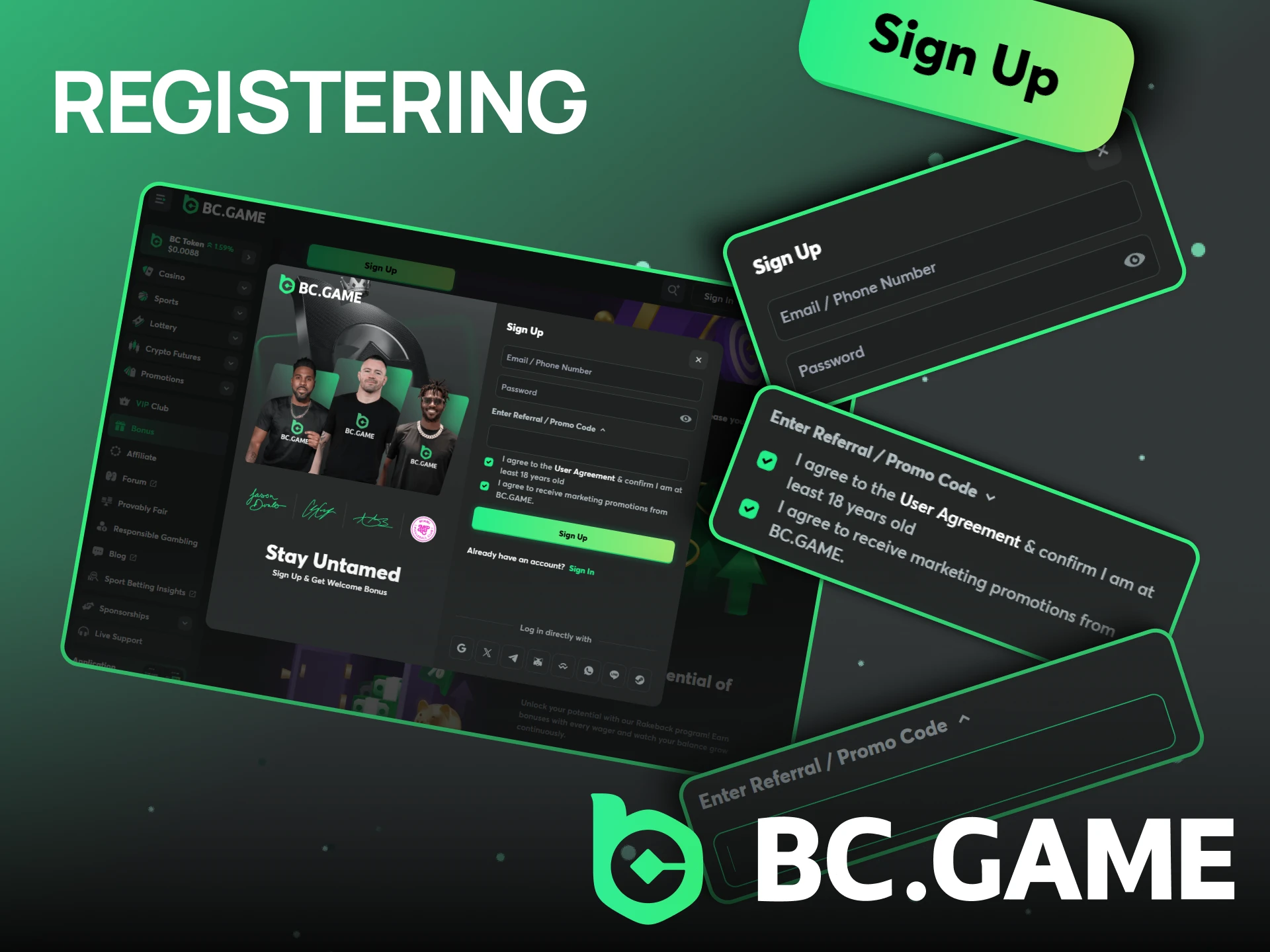 Create an account and join BC Game.