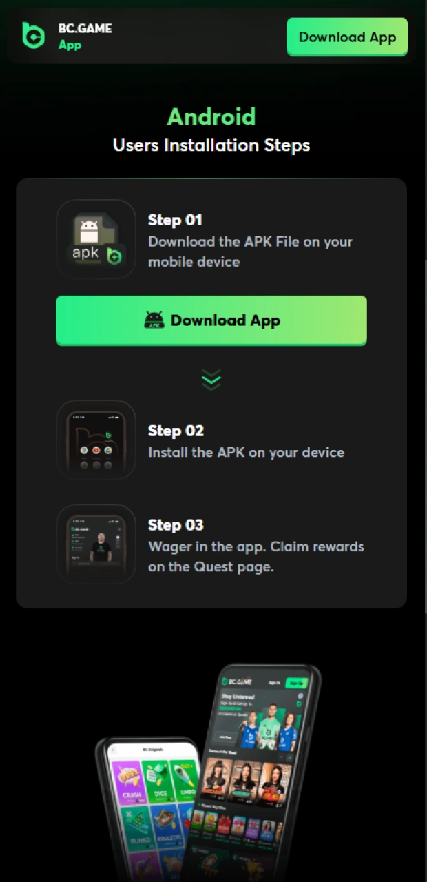 You can easily update the BC Game app on your Android device.