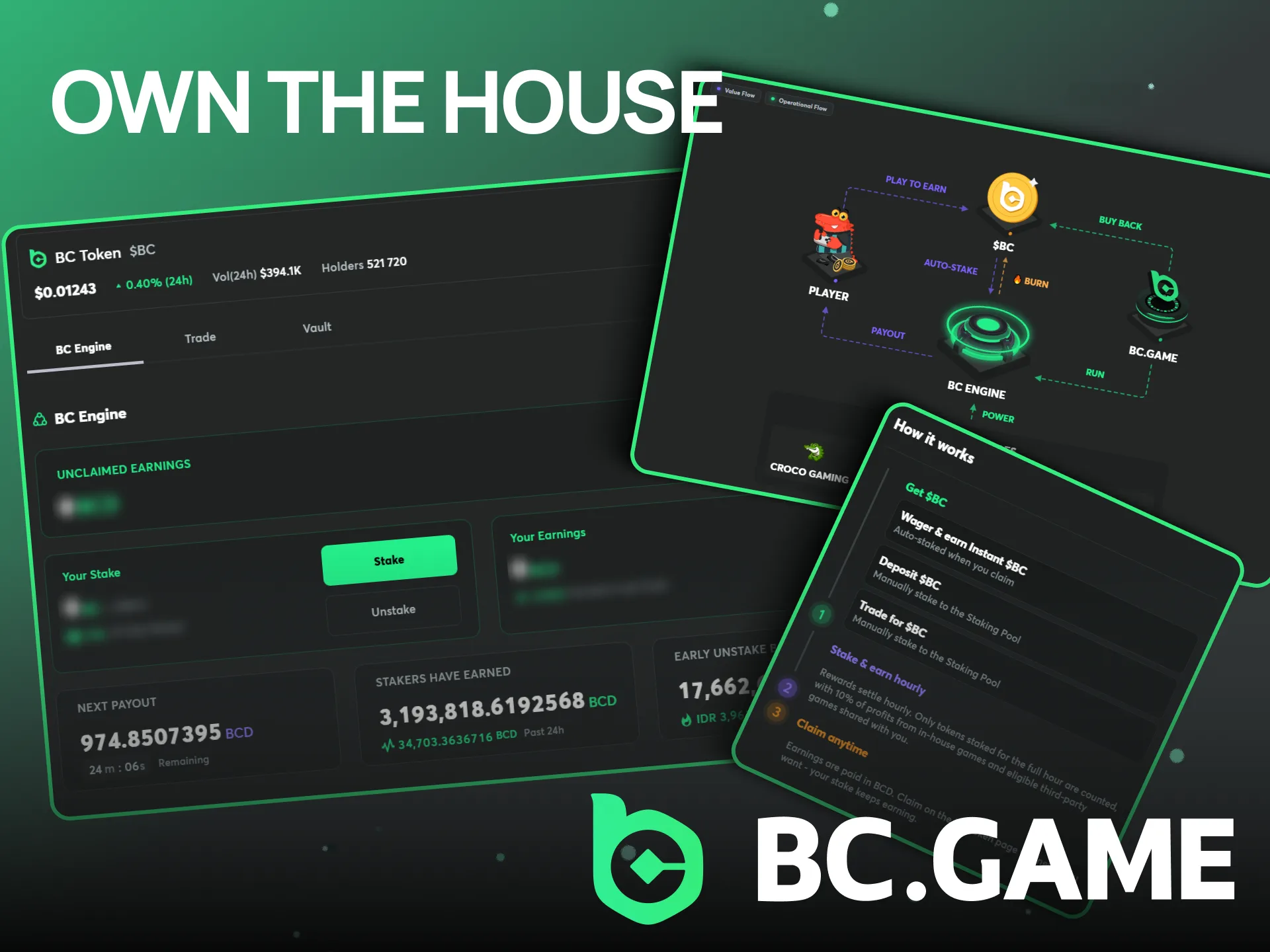Enjoy the exclusive Own the House bonus when playing on BC Game.