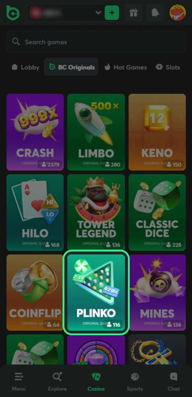 Launch the thrilling Plinko game on the official BC Game platform and start winning.