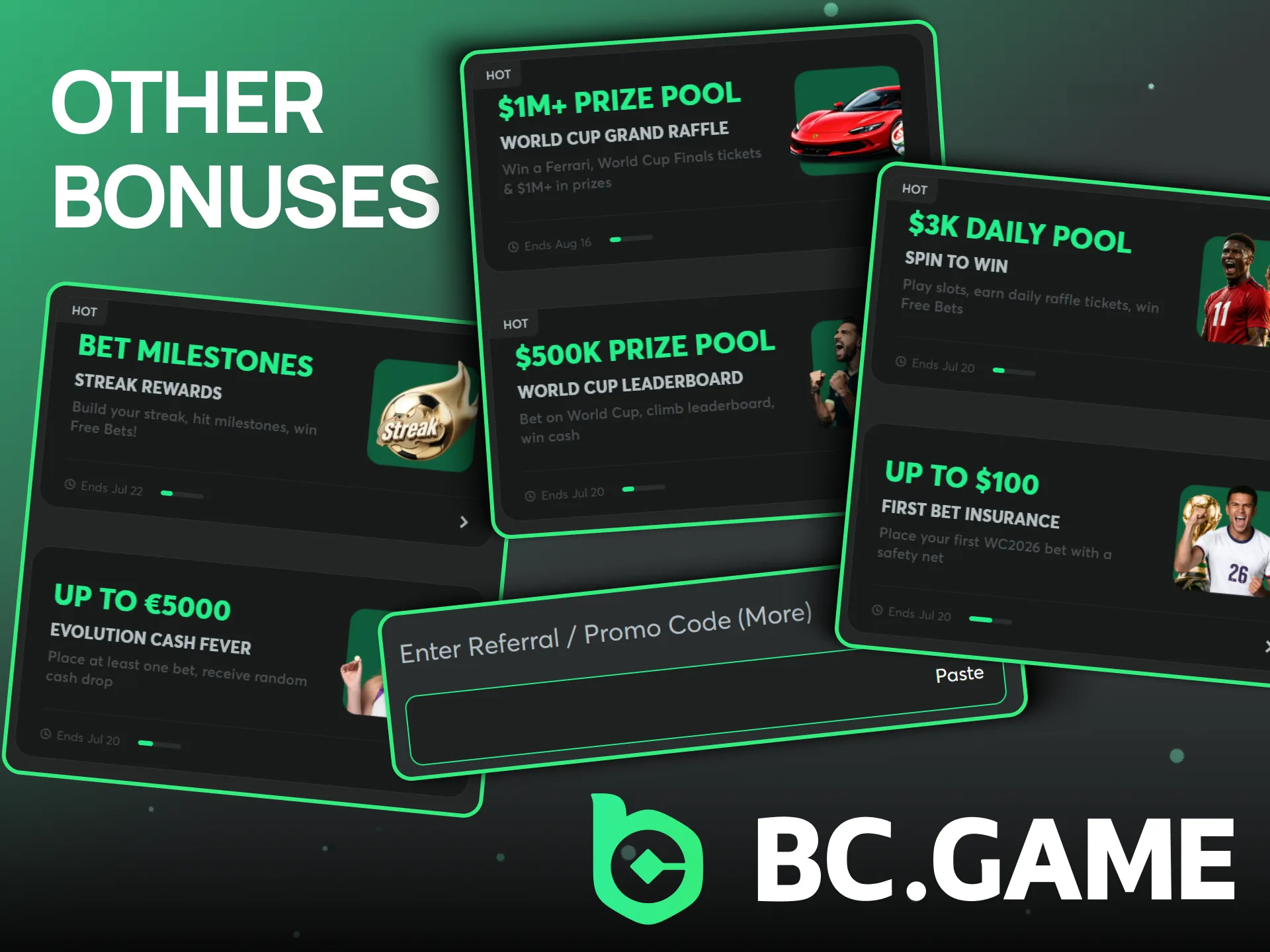 In addition to promo codes, BC Game offers a host of other attractive bonuses.